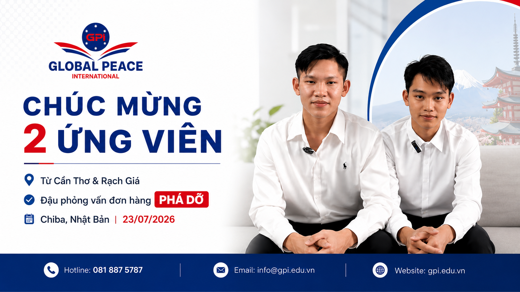 Chúc Mừng 6 Ứng Viên GPI Đậu Phỏng Vấn Đi Nhật Bản