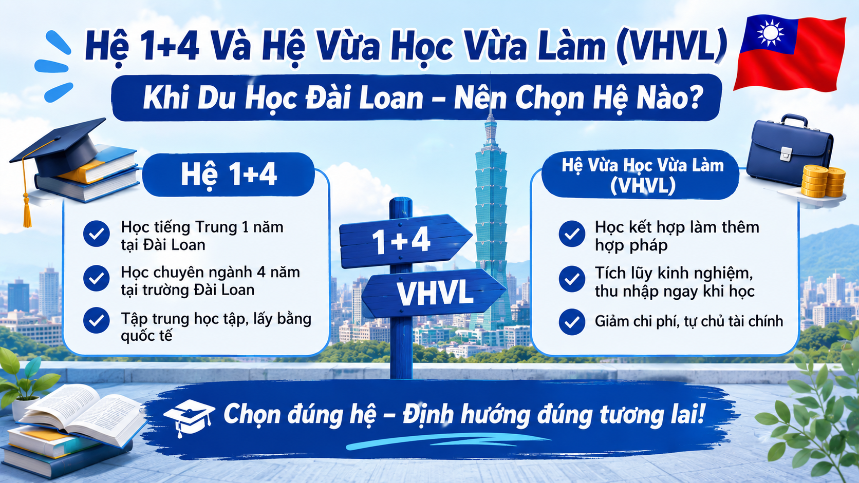 So Sánh Hệ 1+4 Và Hệ Vừa Học Vừa Làm (VHVL) Khi Du Học Đài Loan – Nên Chọn Hệ Nào?