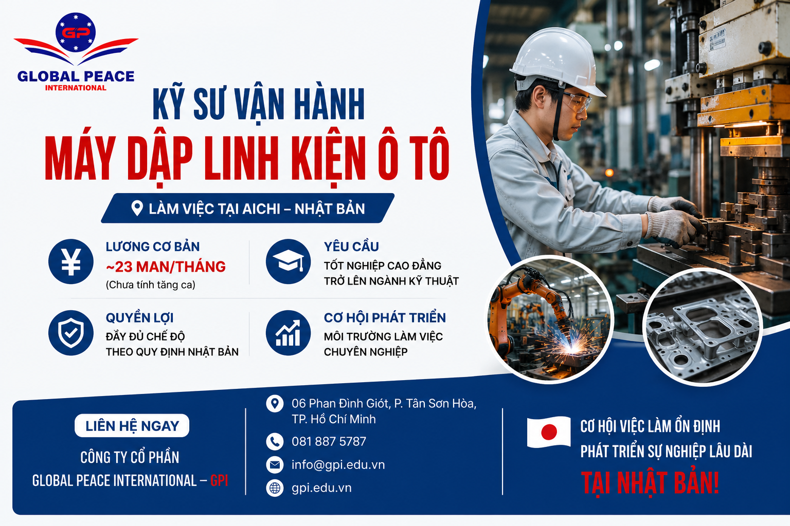 VIỆC LÀM DÀNH CHO KỸ SƯ VẬN HÀNH MÁY DẬP LINH KIỆN Ô TÔ